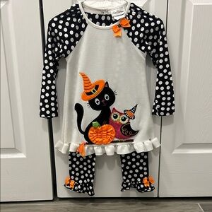 Rare Editions Black and White Halloween Outfit with Polka Dots